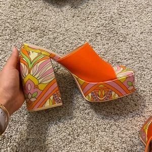 ORANGE Chunky Platform Mule Sandals